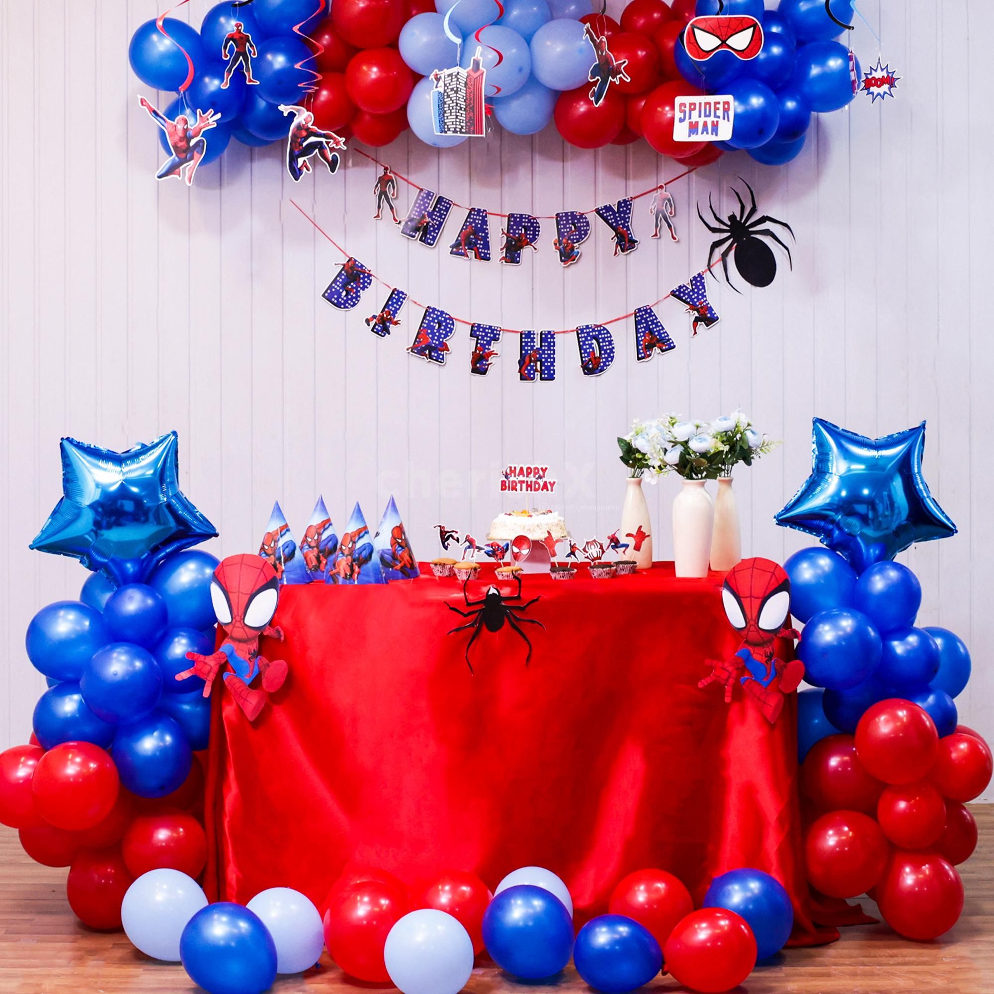 Stickers balloons and Spider vibes kids' birthday mission mode on