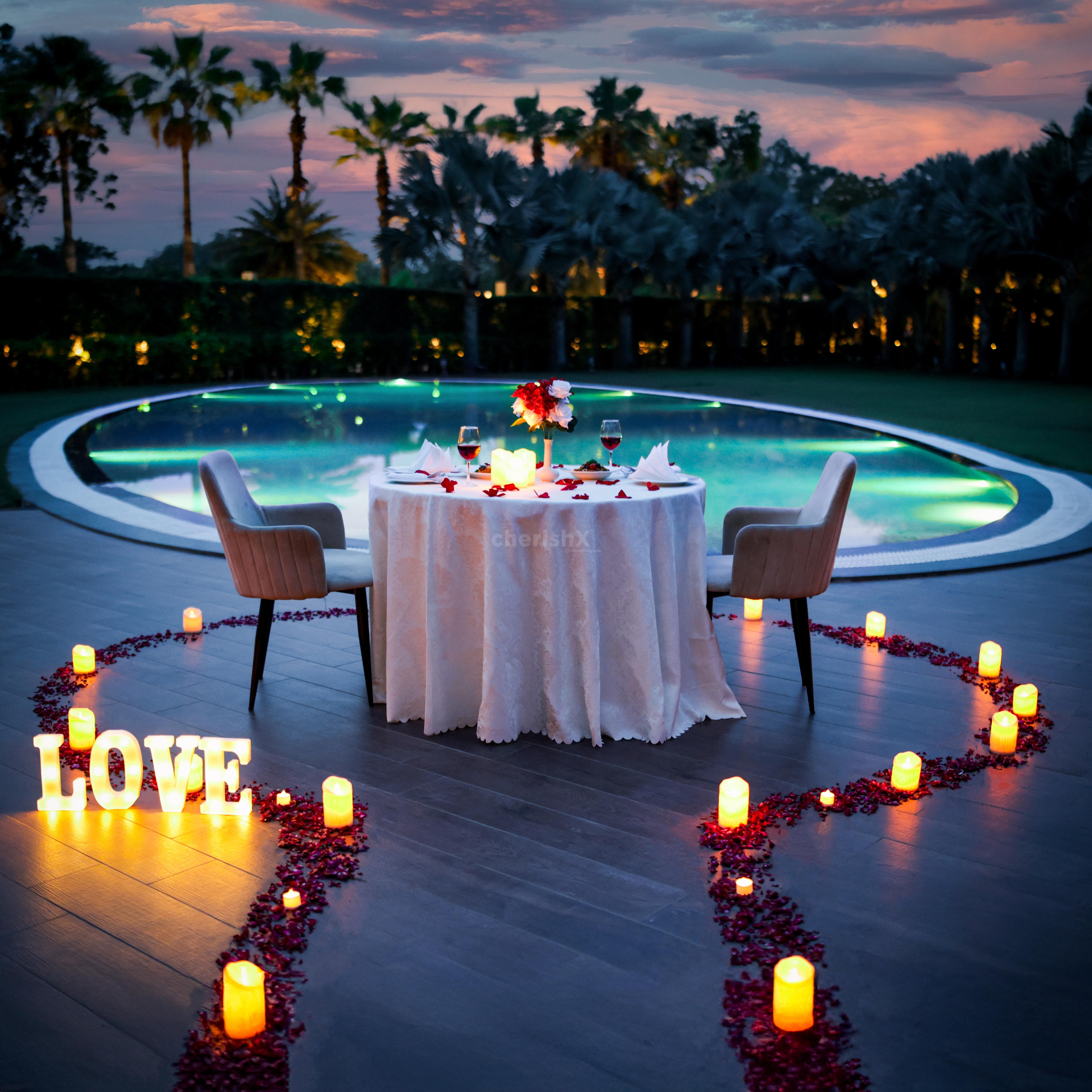 luxury poolside dining for date night or anniversary celebration in delhi ncr, gurugram