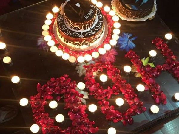 Message with Flower Petals & Candles