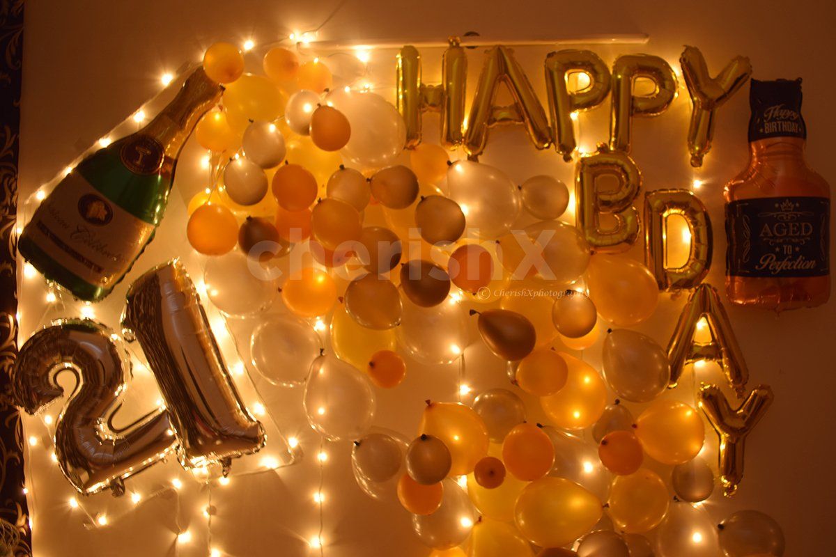 Champagne Theme Birthday Decoration at Home