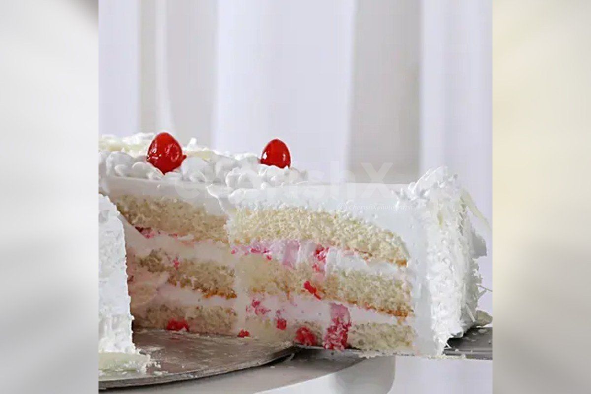 White forest heart shape cake