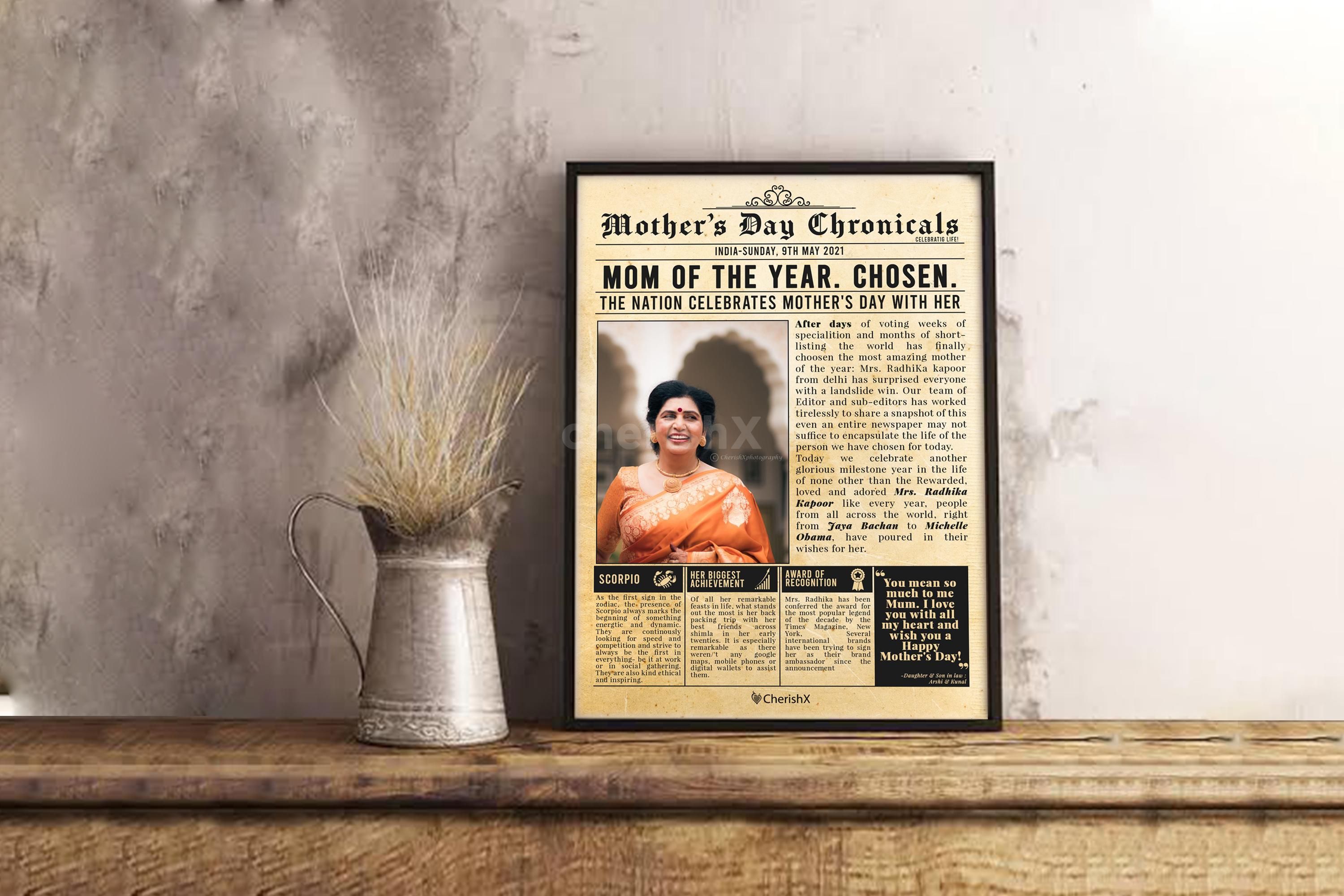 Special newspaper feature gift idea for mother's day