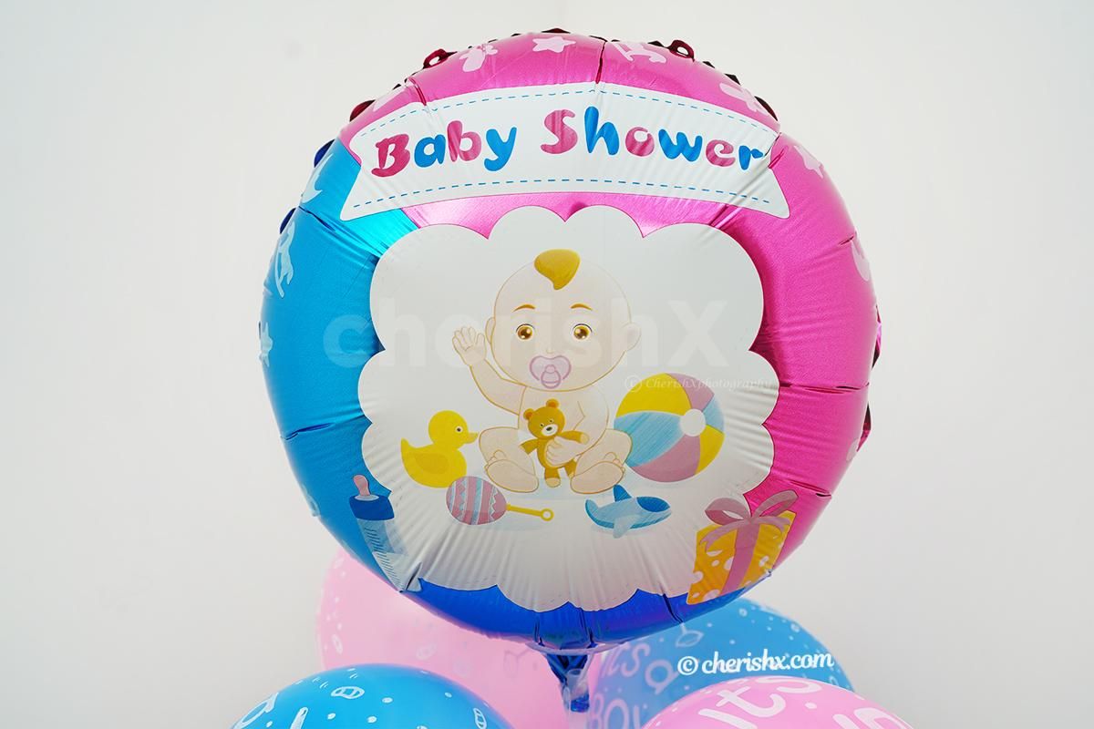 Gift your close ones this pretty baby shower balloon bouquet.