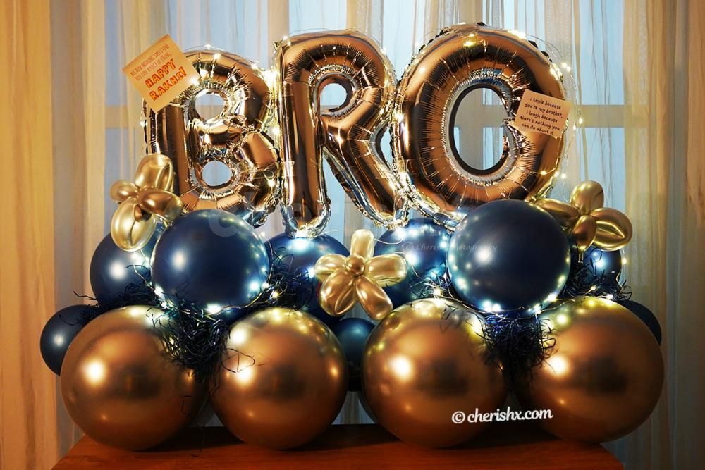 A Glamorous BRO Balloon Bouquet to gift on Raksha Bandhan and Birthdays.