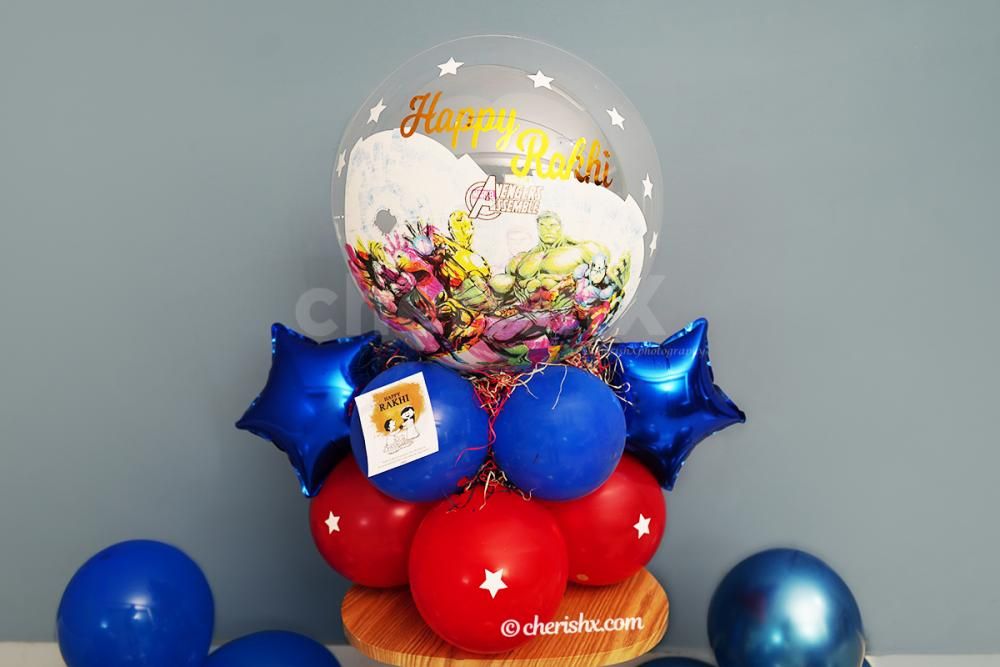 A Rakhi Message attached with CherishX's Superhero Rakhi Balloon Bouquet.