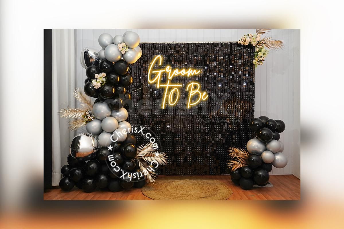Stylish Black Sequin Groom To Be Decor