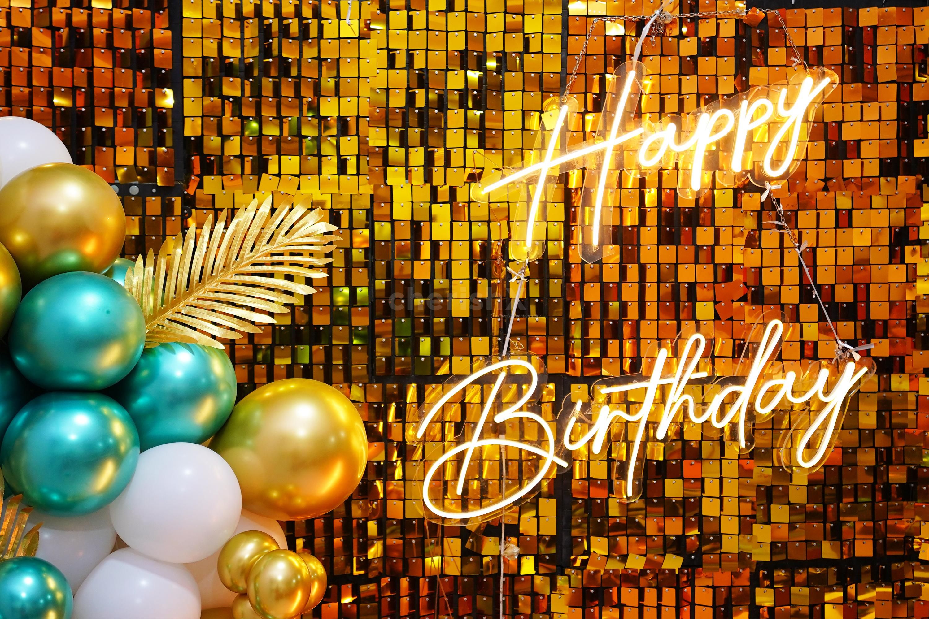 Floating balloons bring an airy and magical feel to this exquisite birthday celebration.