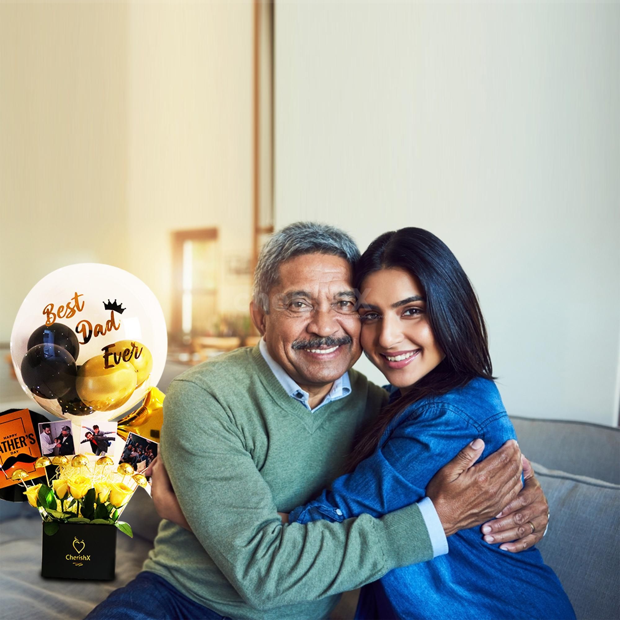 Black and Gold Balloon Bucket