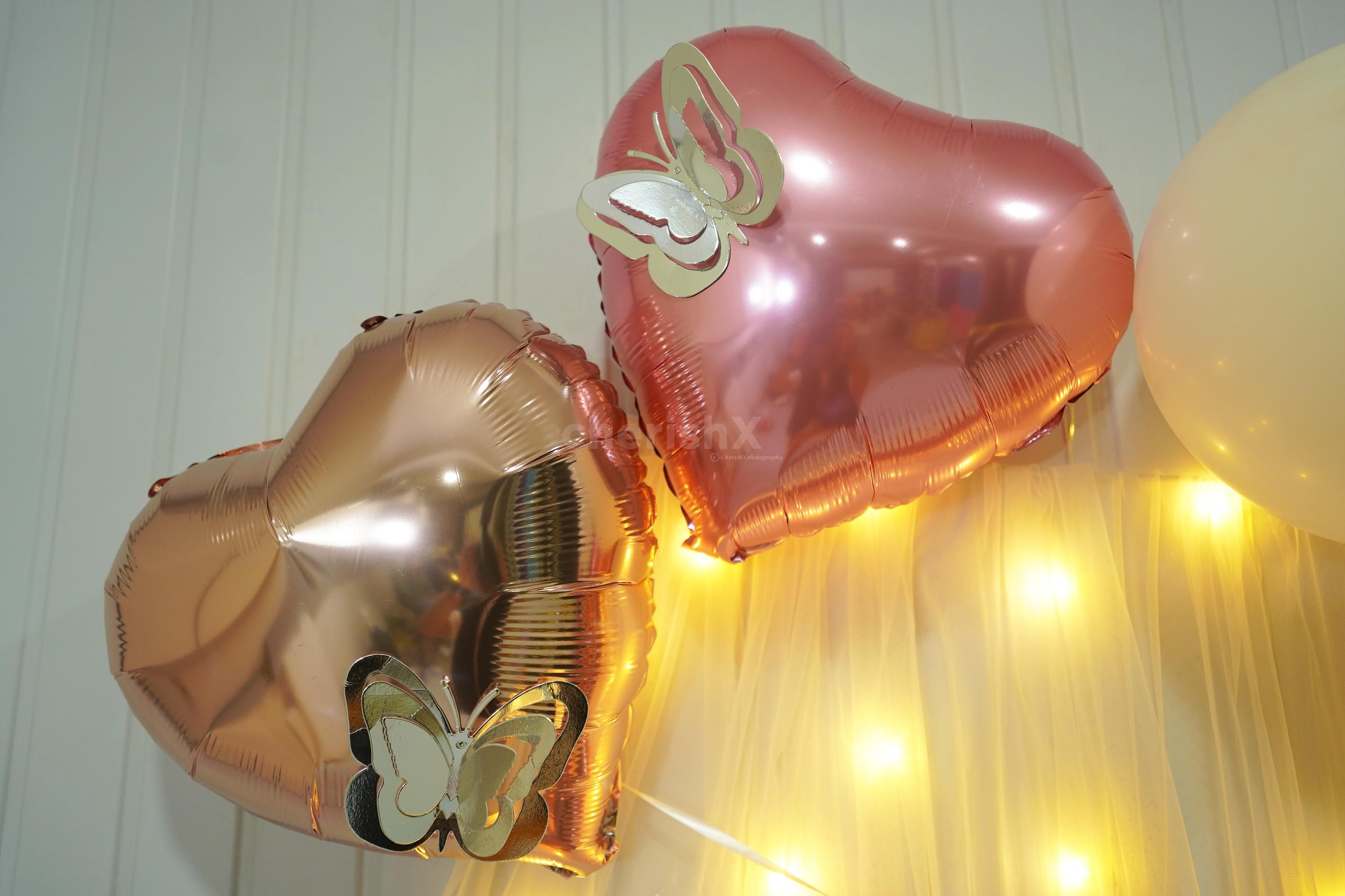 Confetti is scattered across the floor, adding a playful and festive element, ready to be showered in celebration as the special day unfolds.