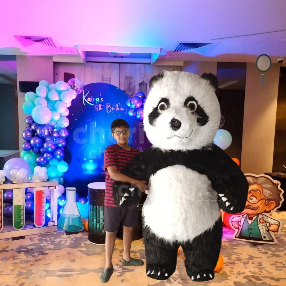 A live Panda character spreading joy and cuddles at the party