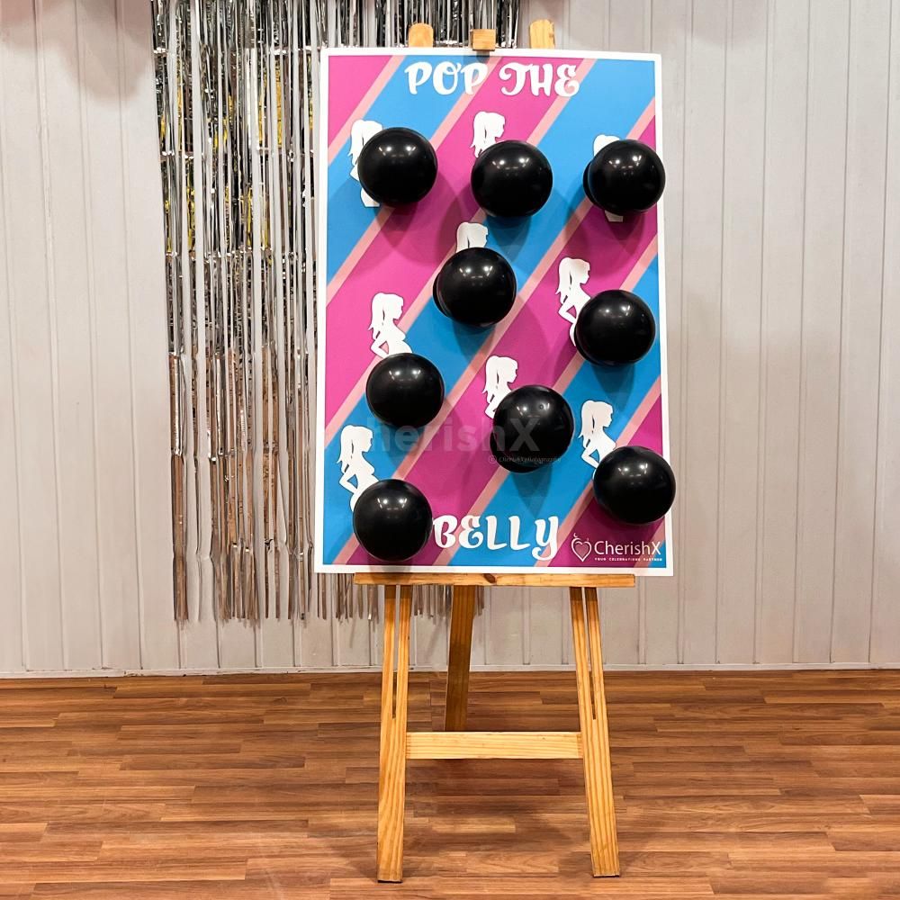 Pop the belly game baby shower ideas funny