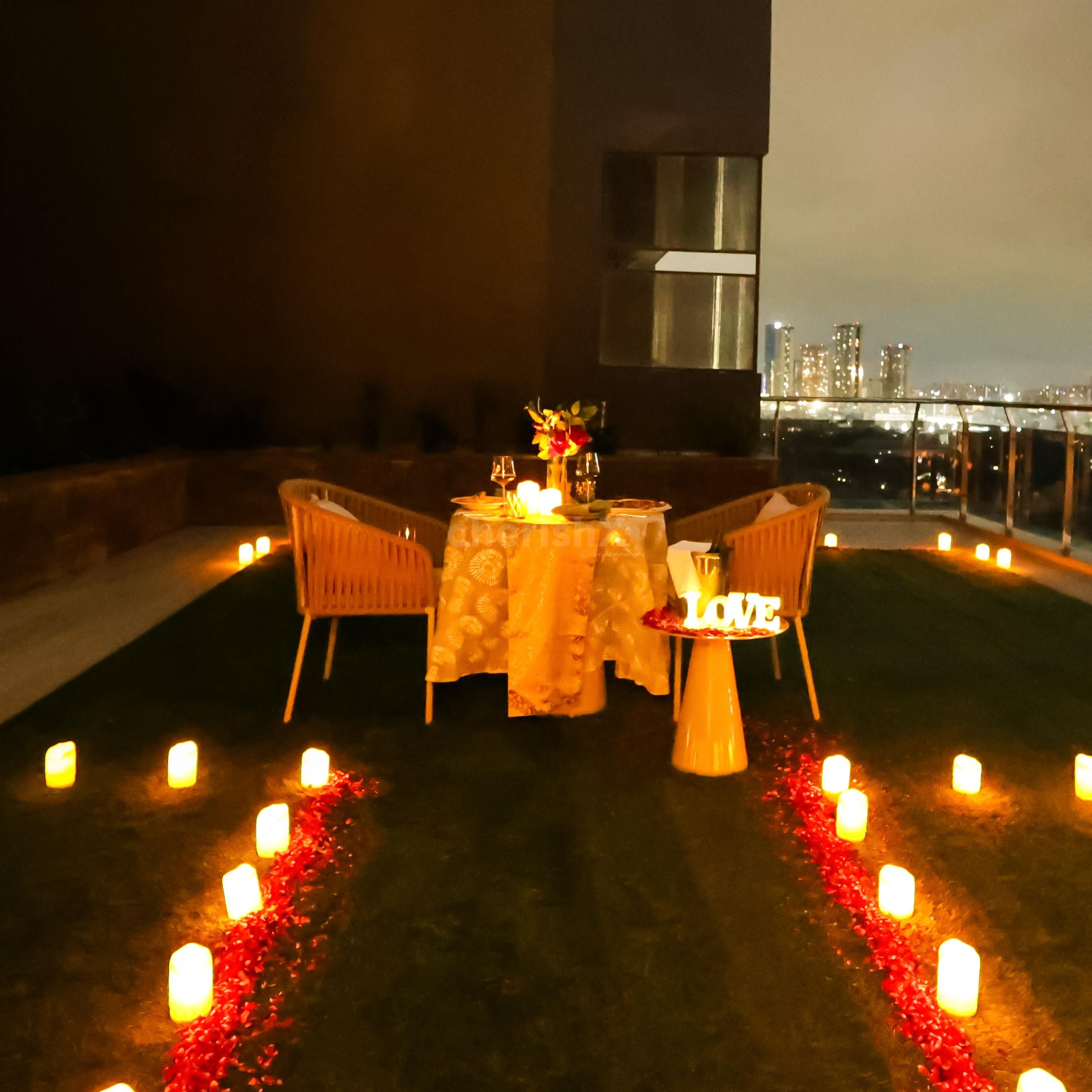 Romantic Candlelight dining setup, aesthetic candlelight setup, date night setup romantic