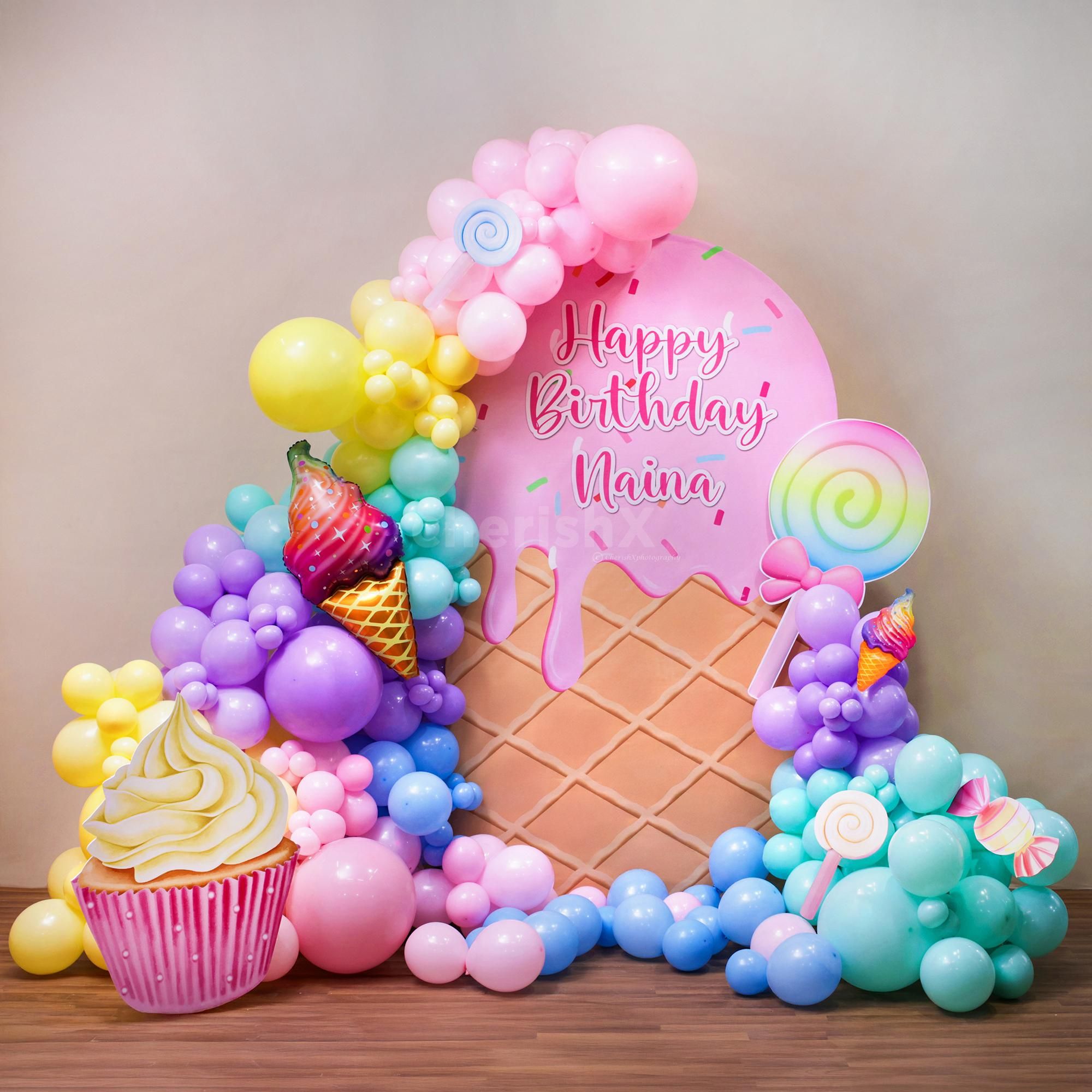 Macaron balloons in different pastel shades create visual delight for b’day