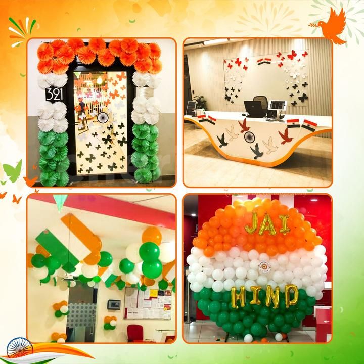 Welcome your guests with vibrant tri-colour entrance decor.