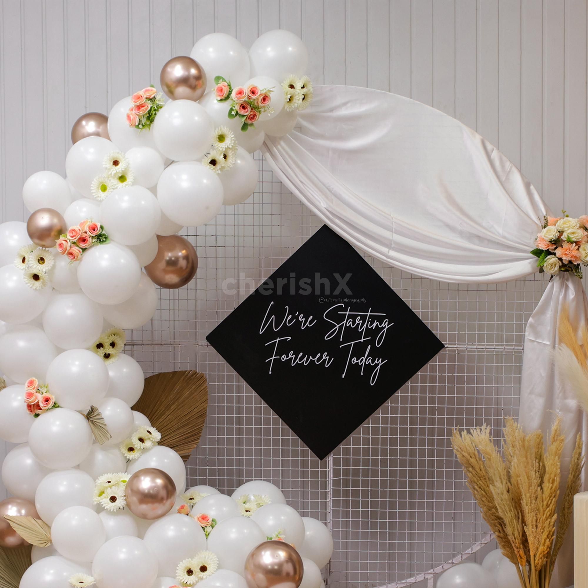 Boho with balloons decor for roka ceremony, engagement, and house warming