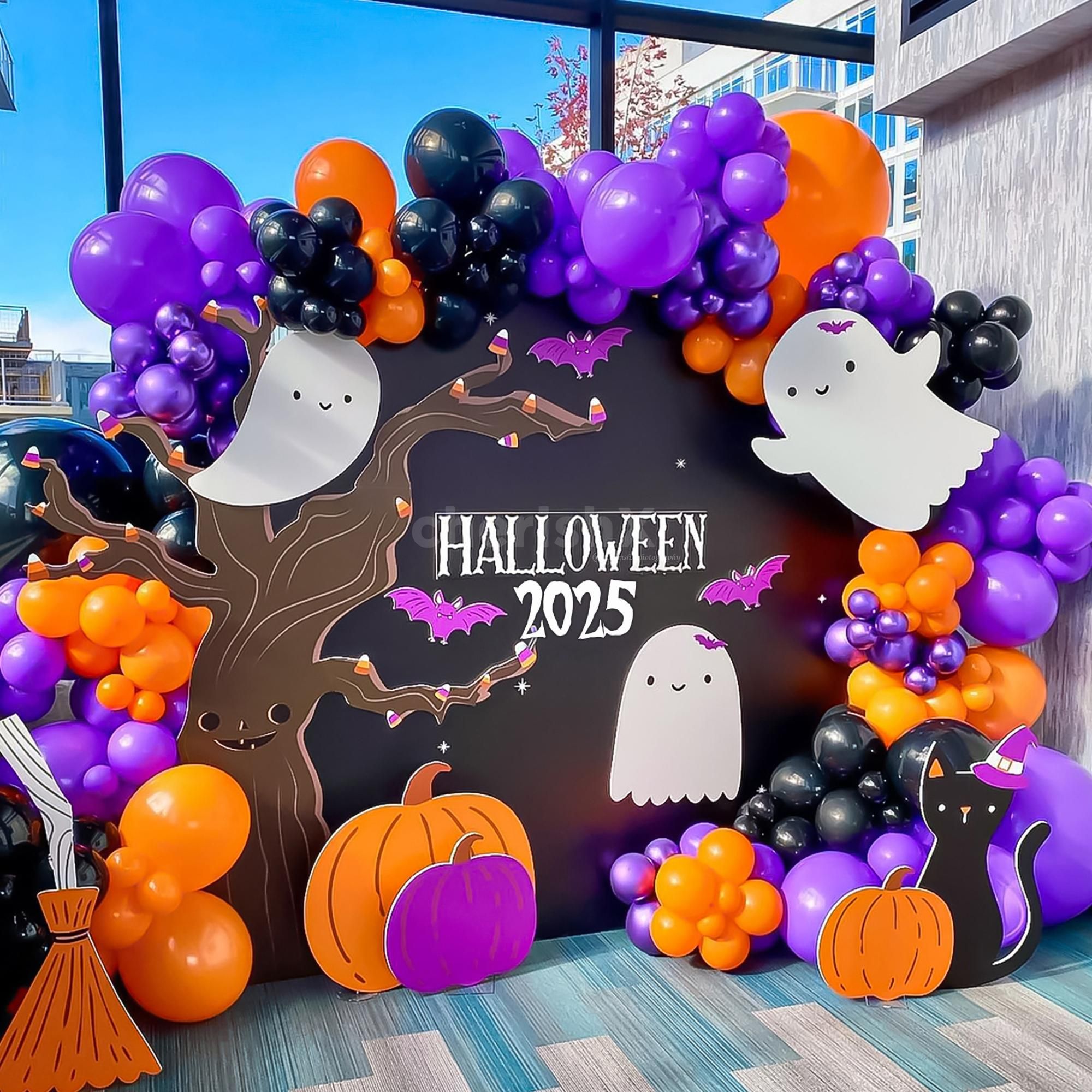 Transform your party space into a bright and spooky scene.