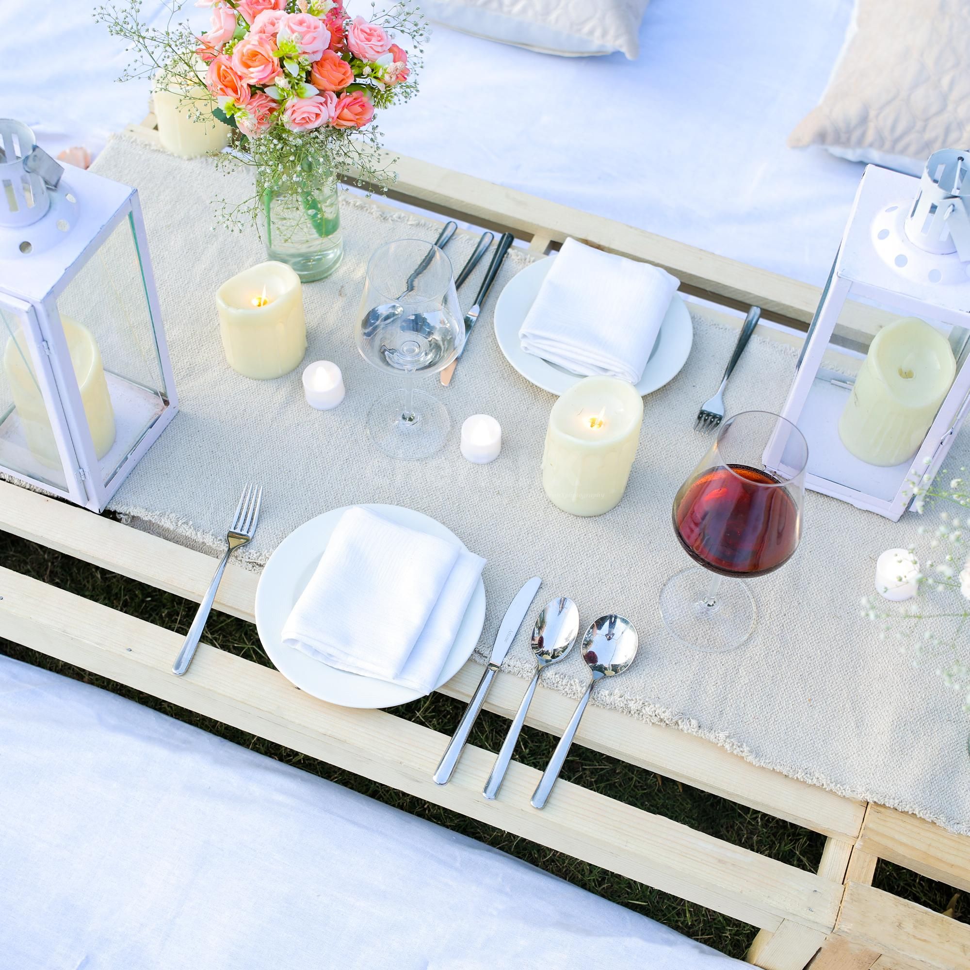 A peach centrepiece amidst floral elegance.