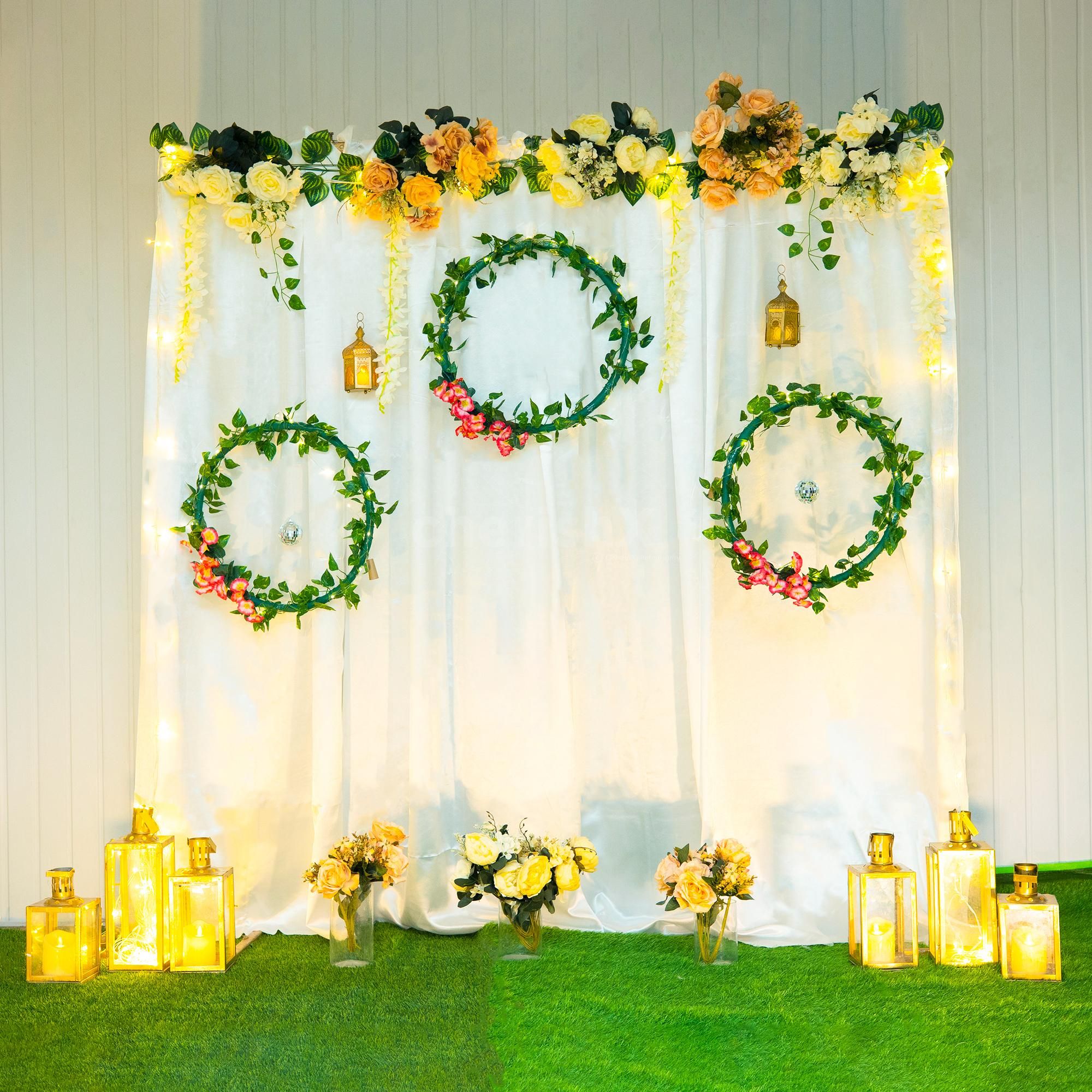 A rustic floral backdrop filled with love