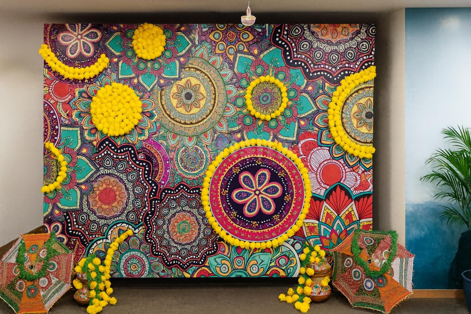 Mandala Decoration for Office Backdrop for Diwali