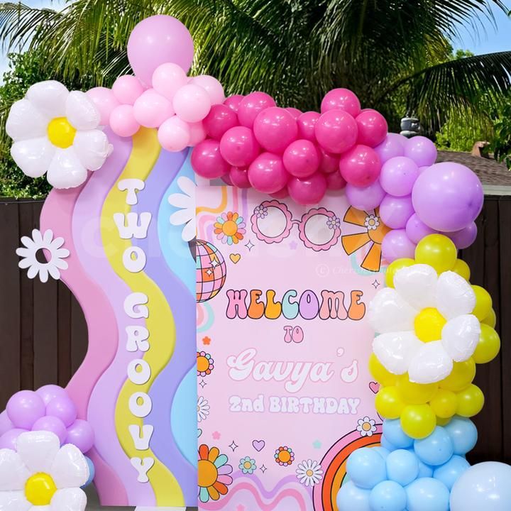 Custom sunboard backdrop with adorable birthday messaging.
