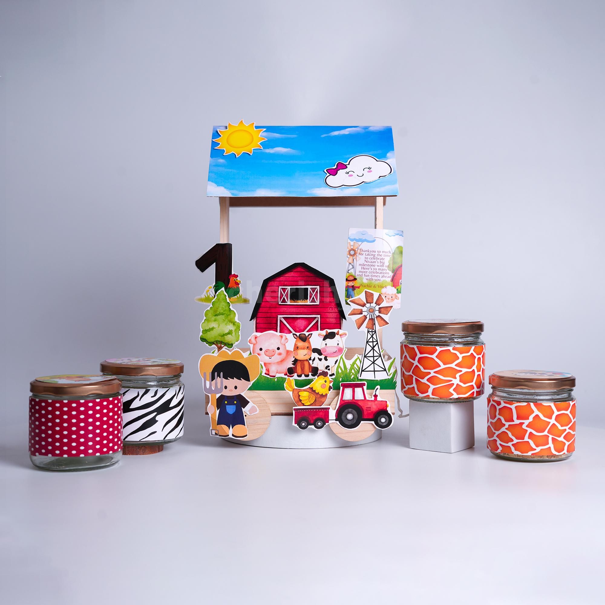 A whimsical farm-themed birthday hamper for little farm enthusiasts.