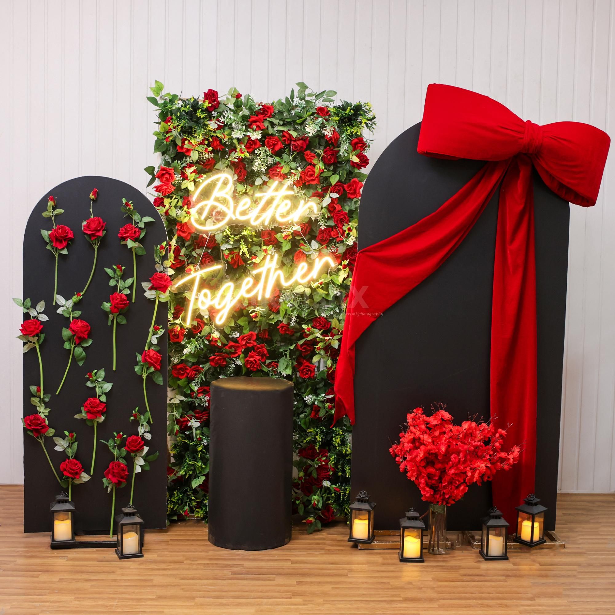 Red roses and dramatic backdrops for classic romance