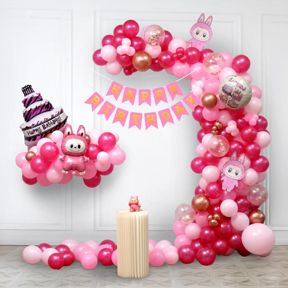 The perfect mix of pink foil and matte finish balloons is eye-catching and photogenic.