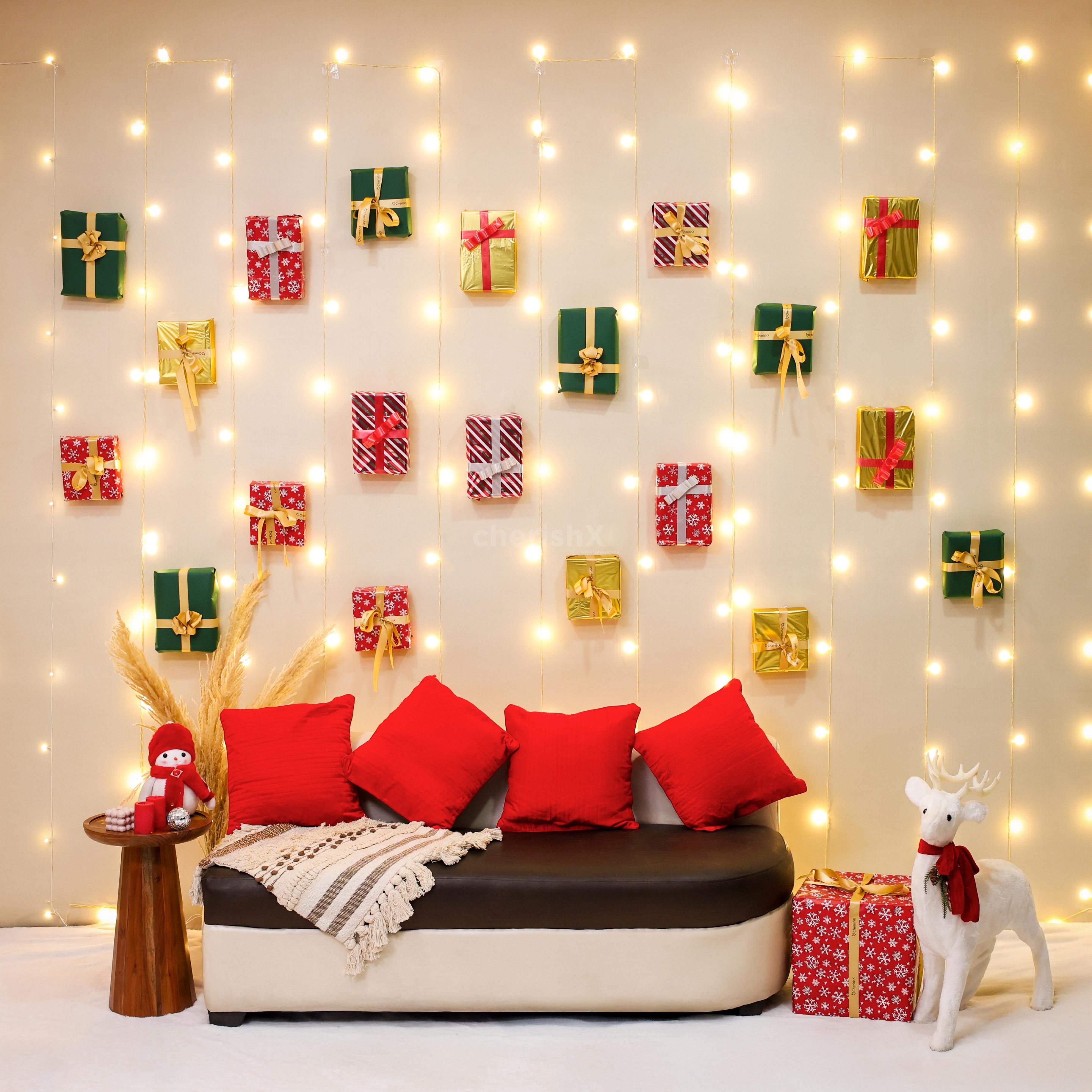 Artistic Christmas backdrop perfect for office, cafes and restaurants sending festive vibes